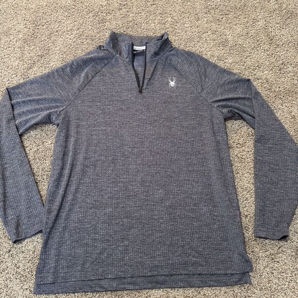 Spyder 1/4 Zip Gray Mens Spyder PROWEB Base Layer Shirt Size Medium Thermal Snow - Picture 1 of 10